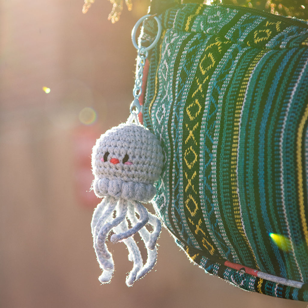 Jellyfish Crochet Keyring-Keyrings & Bag Charms-Siesta Crafts