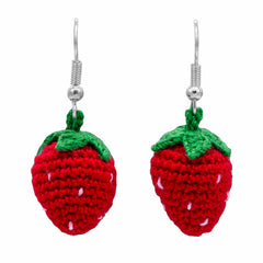 Strawberry Crochet Earrings-Earrings-Siesta Crafts