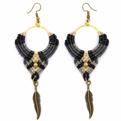 Knotted Cotton Feather Earrings-Earrings-Siesta Crafts