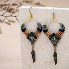 Knotted Cotton Feather Earrings