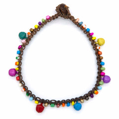 Colourful Bell and Bead Anklet-Anklets-Siesta Crafts