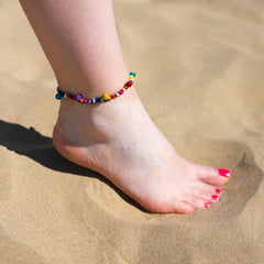 Colourful Bell and Bead Anklet-Anklets-Siesta Crafts