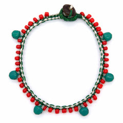 Colourful Bell and Bead Anklet-Anklets-Siesta Crafts