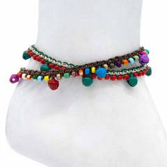 Colourful Bell and Bead Anklet-Anklets-Siesta Crafts