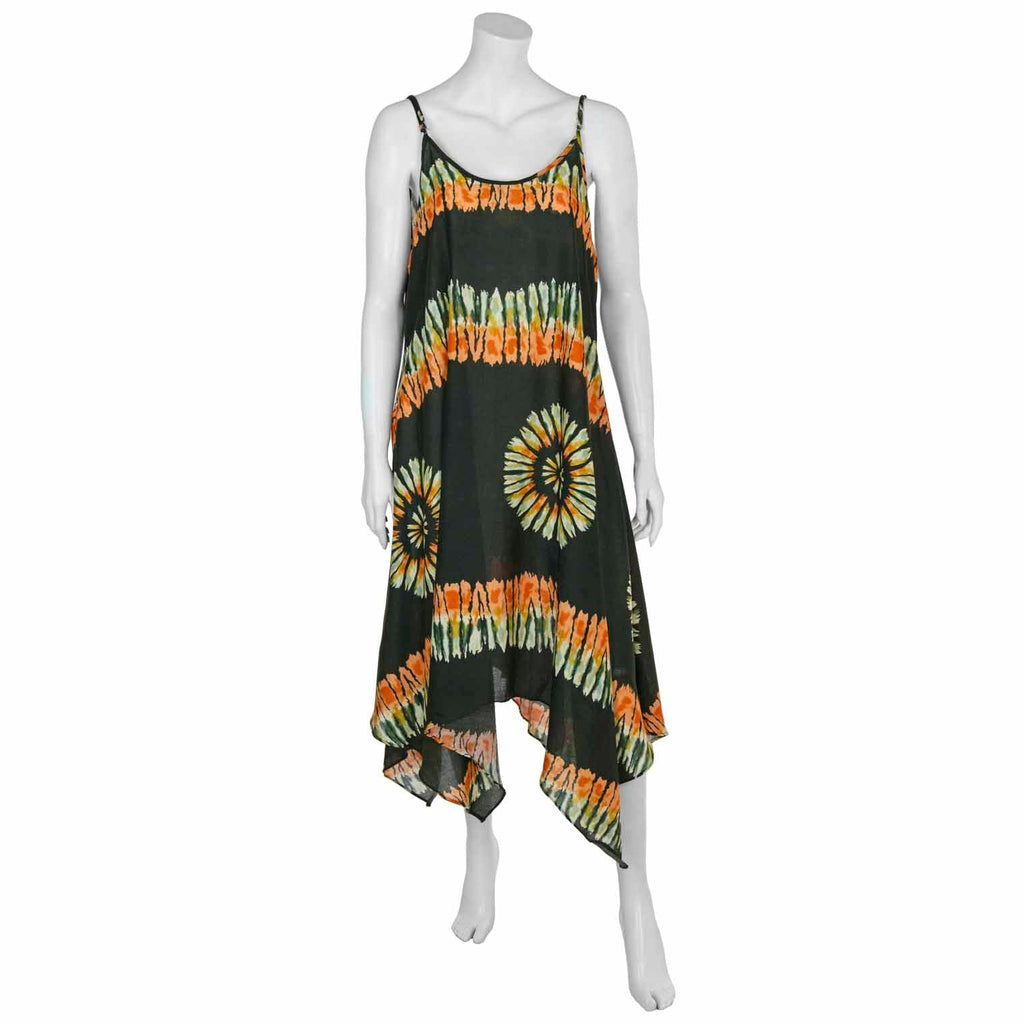 Muted Tie Dye Strappy Dress-Dresses-Siesta Crafts