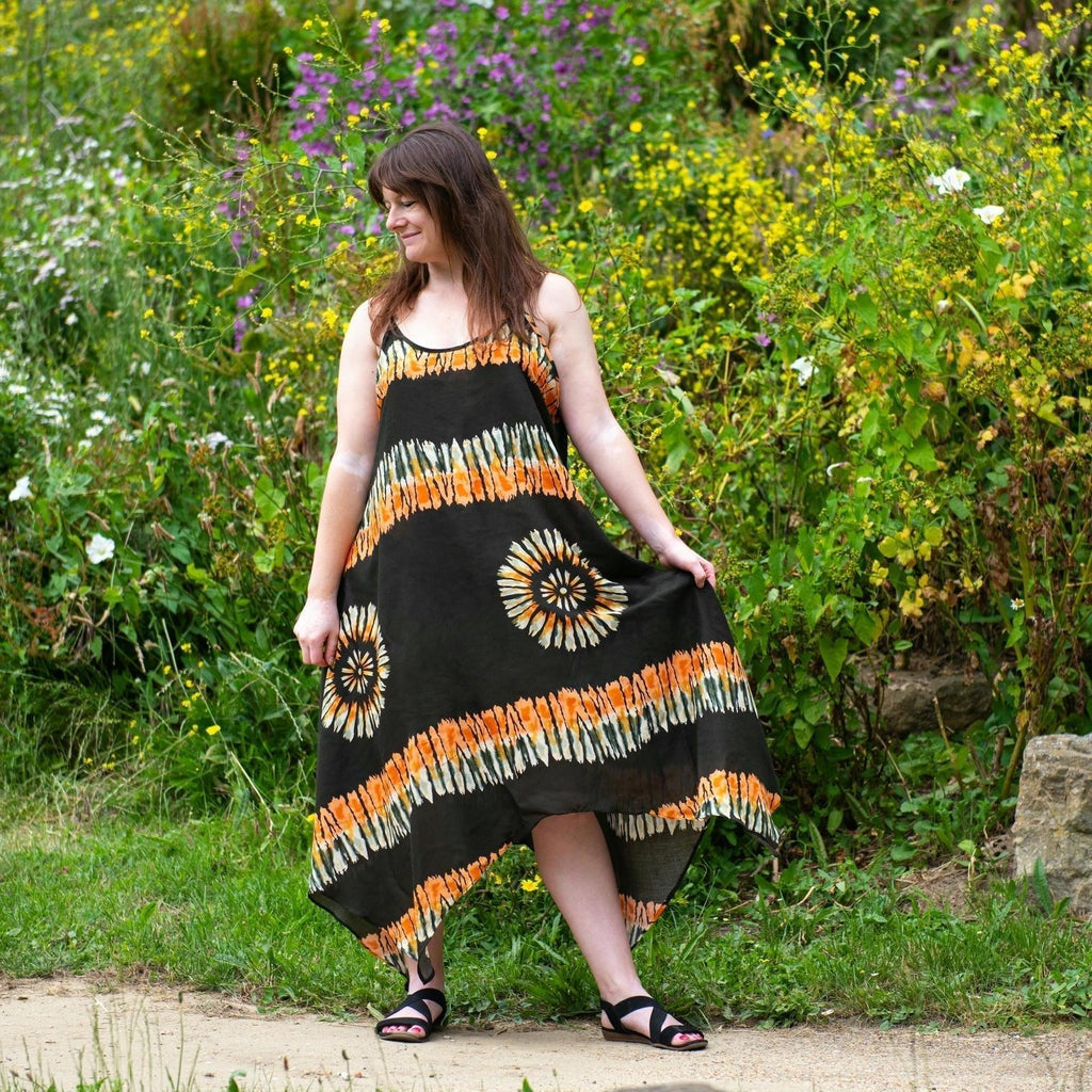 Muted Tie Dye Strappy Dress-Dresses-Siesta Crafts