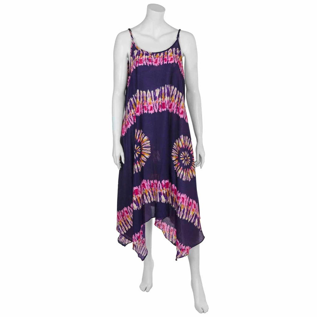 Muted Tie Dye Strappy Dress-Dresses-Siesta Crafts