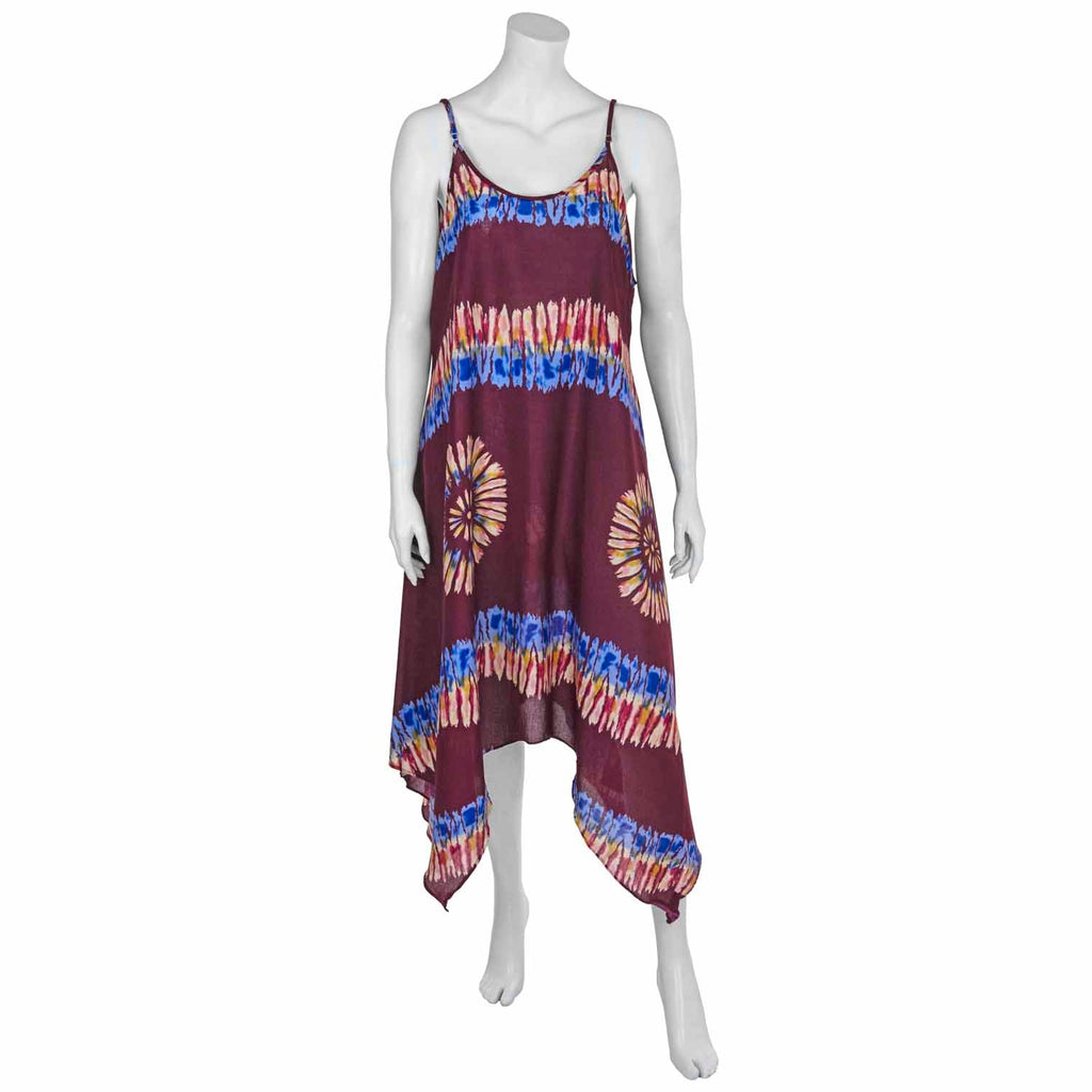 Muted Tie Dye Strappy Dress-Dresses-Siesta Crafts