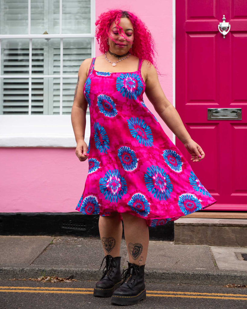 Bright and Bold Tie Dye Strappy Dress-Dresses-Siesta Crafts