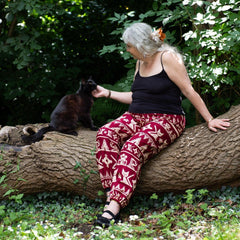 Drawstring Cat Print Trousers-Trousers-Siesta Crafts