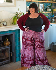 Elephant Print Wrap Trousers-Trousers-Siesta Crafts
