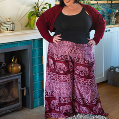 Elephant Print Wrap Trousers-Trousers-Siesta Crafts