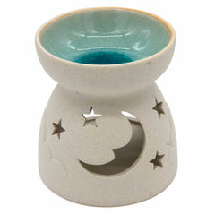 Moon & Stars Crystal Glaze Oil Burner-Incense Holders-Siesta Crafts