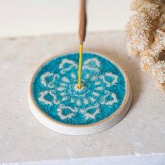 Mandala Crystal Glaze Incense Holder-Incense Holders-Siesta Crafts