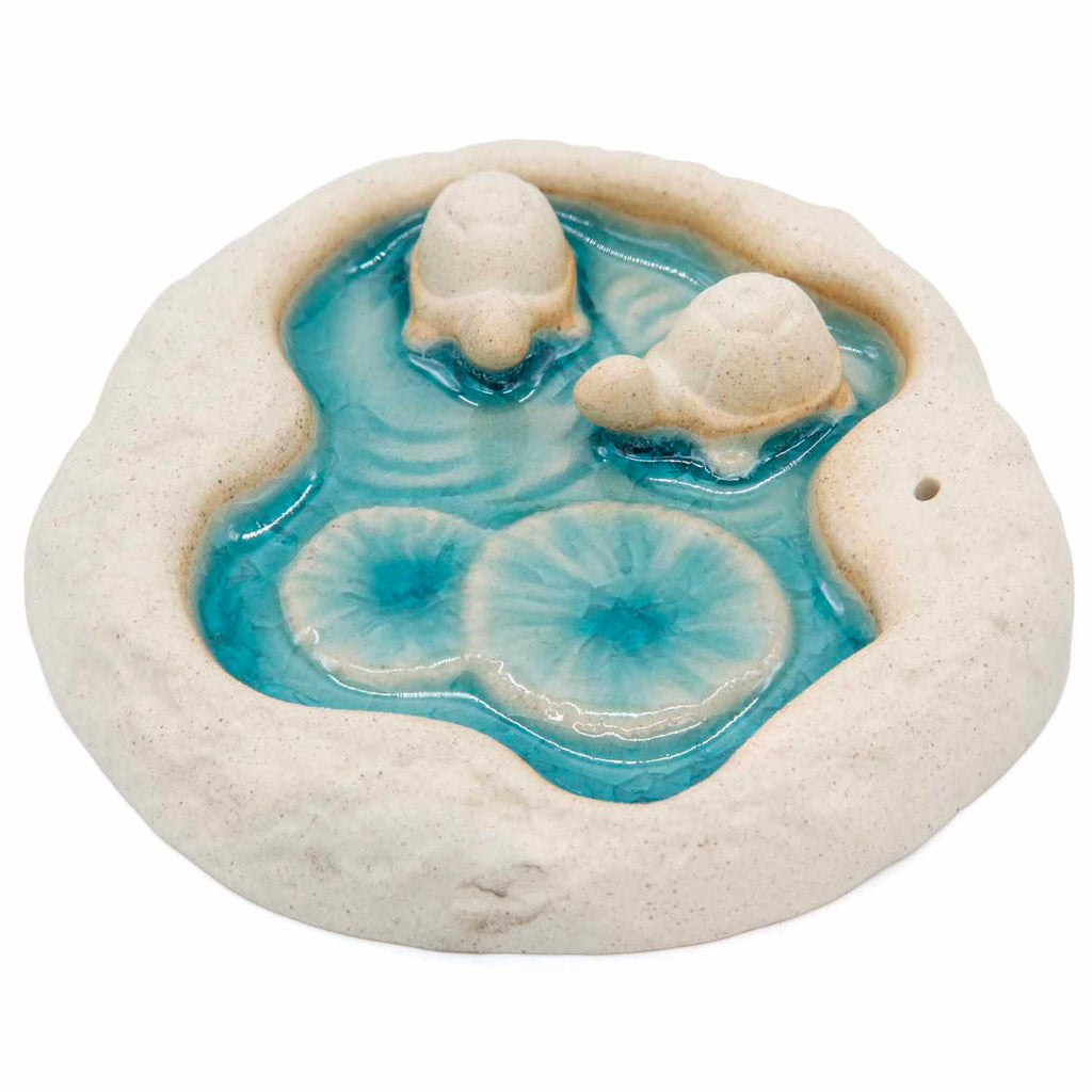Double Turtle Lagoon Incense Holder-Incense Holders-Siesta Crafts