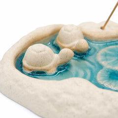 Double Turtle Lagoon Incense Holder-Incense Holders-Siesta Crafts