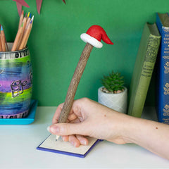 Santa Hat Sawdust Pencil-Office & Stationery-Siesta Crafts