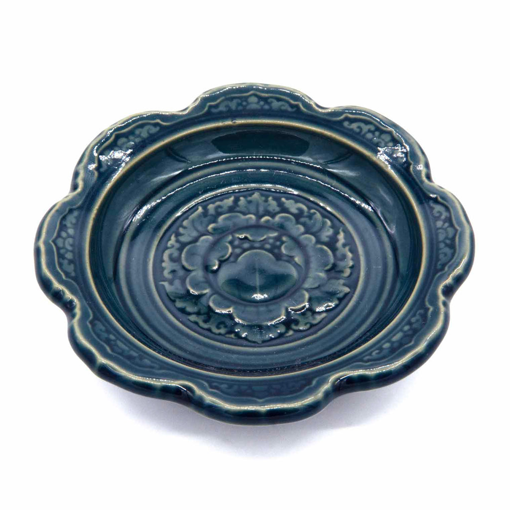Embossed Ceramic Trinket Dish - Thai Lotus-Storage & Organisation-Siesta Crafts