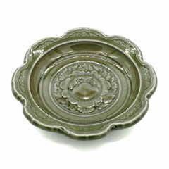 Embossed Ceramic Trinket Dish - Thai Lotus-Storage & Organisation-Siesta Crafts