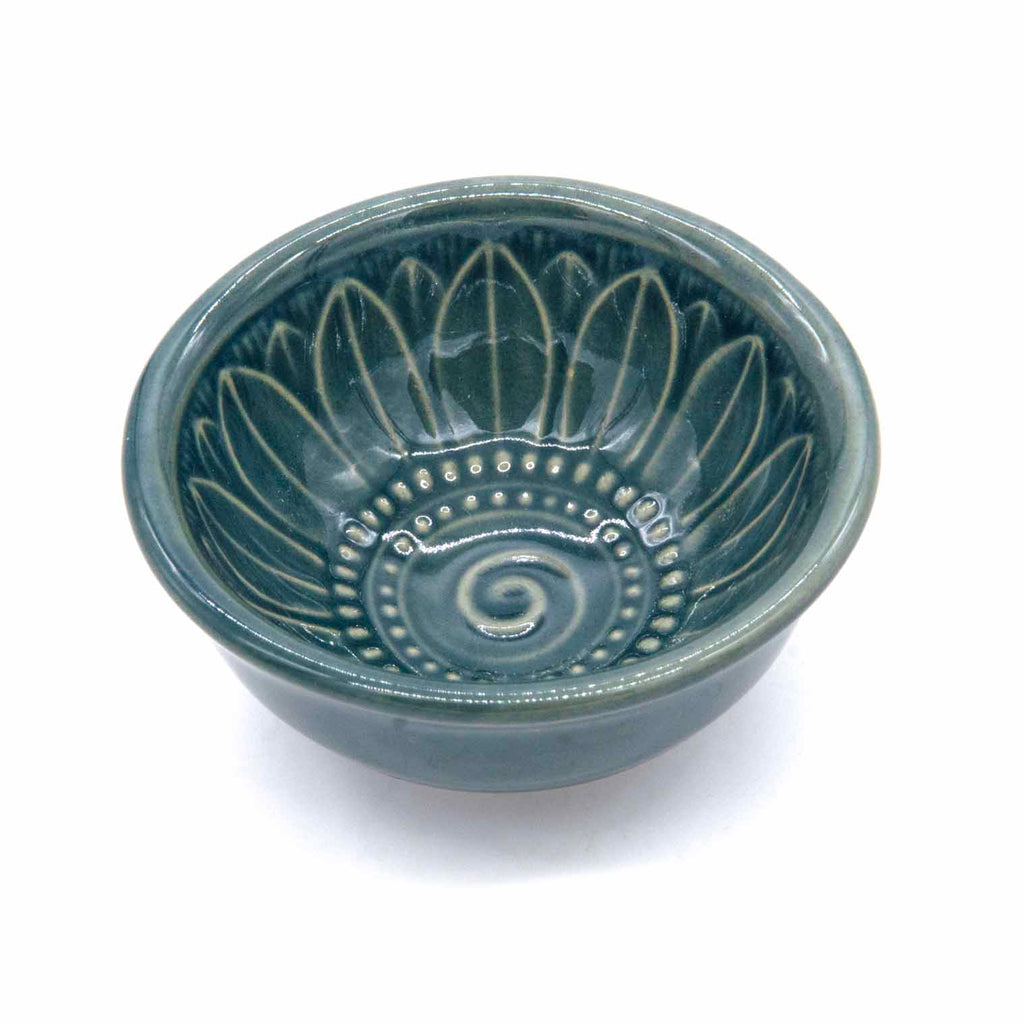 Embossed Ceramic Mini Trinket Dish - Thai Daisy-Storage & Organisation-Siesta Crafts