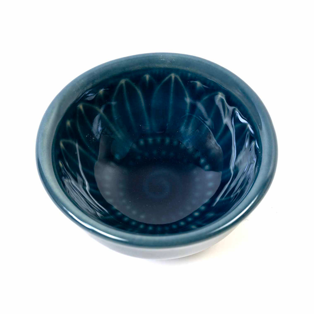 Embossed Ceramic Mini Trinket Dish - Thai Daisy-Storage & Organisation-Siesta Crafts