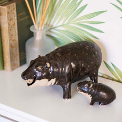 Ceramic Pygmy Hippo Figurine - Large-Ornaments & Figurines-Siesta Crafts