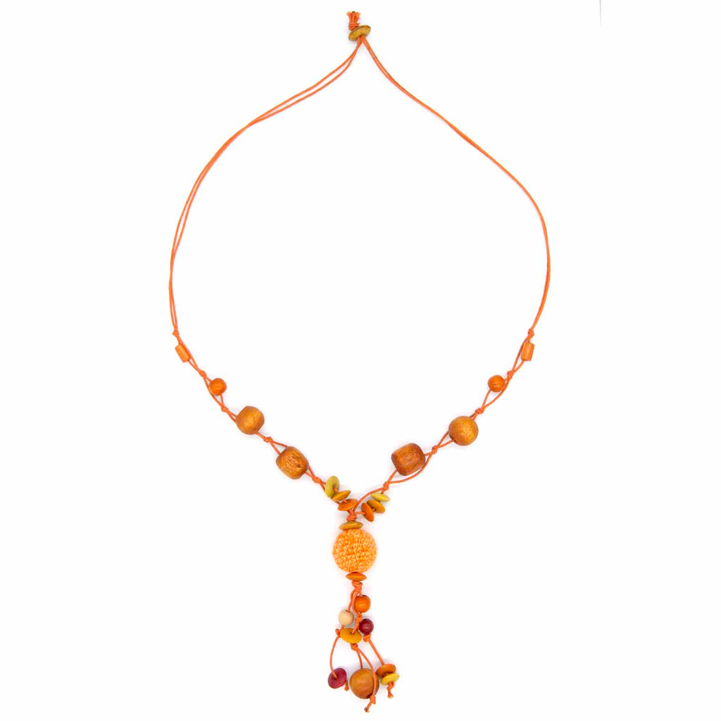 Wood and Crochet Bead Necklace-Necklaces & Pendants-Siesta Crafts