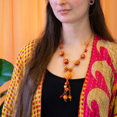 Wood and Crochet Bead Necklace-Necklaces & Pendants-Siesta Crafts