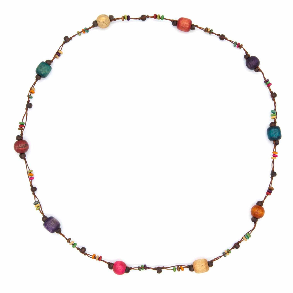 Wooden Bead and String Necklace-Necklaces & Pendants-Siesta Crafts