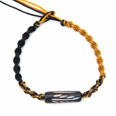 Knotted Cotton and Bone Bead Bracelet - Barley Yellow-Bracelets & Wristbands-Siesta Crafts