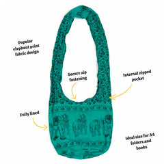 Elephant Print Shoulder Bag-Bags & Purses-Siesta Crafts