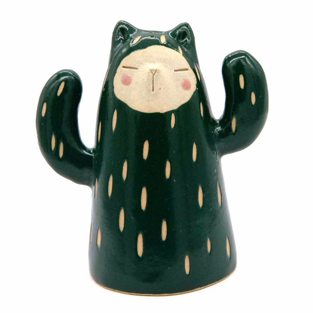 Cat Cacti Ceramic Figurine-Ornaments & Figurines-Siesta Crafts