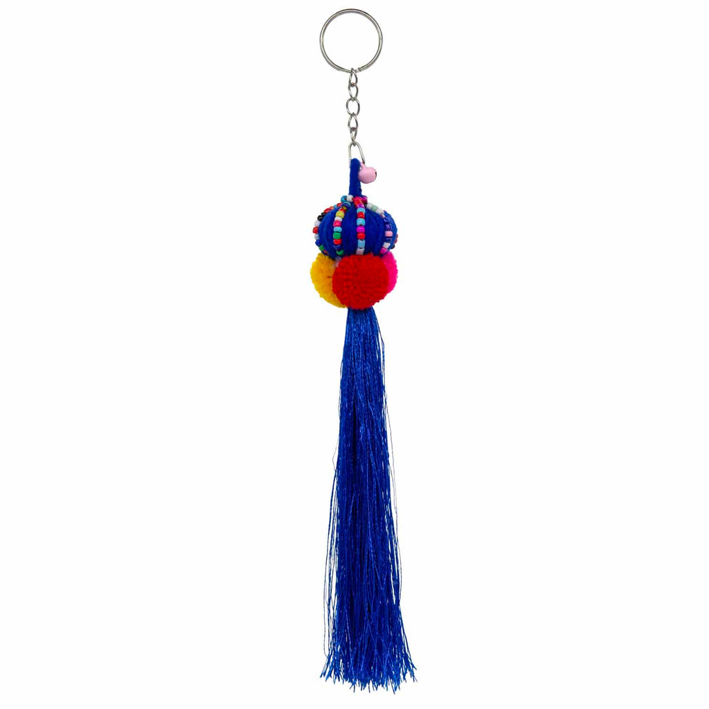 Hill Tribe Colourful Tassel Keyring-Keyrings & Bag Charms-Siesta Crafts