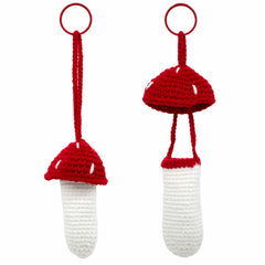 Mushroom Lipbalm Holder Crochet Keyring-Keyrings & Bag Charms-Siesta Crafts