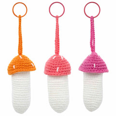 Mushroom Lipbalm Holder Crochet Keyring-Keyrings & Bag Charms-Siesta Crafts