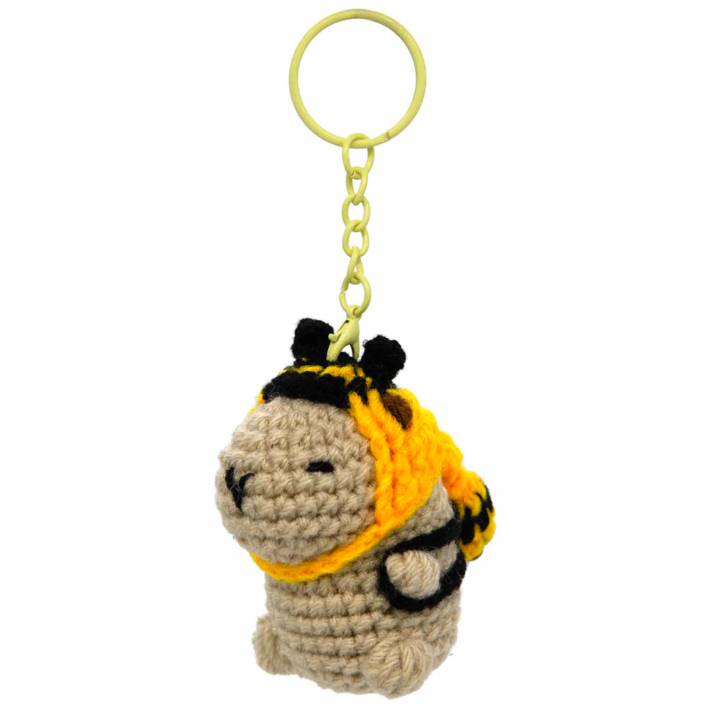 Capybara Crochet Keyring - Bumble Bee-Keyrings & Bag Charms-Siesta Crafts
