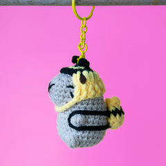 Capybara Crochet Keyring - Bumble Bee-Keyrings & Bag Charms-Siesta Crafts