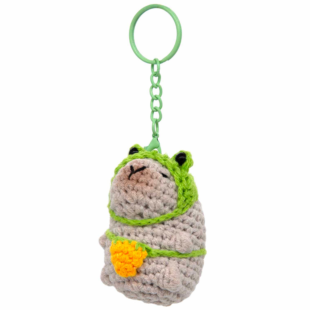 Capybara Crochet Keyring - Frog-Keyrings & Bag Charms-Siesta Crafts