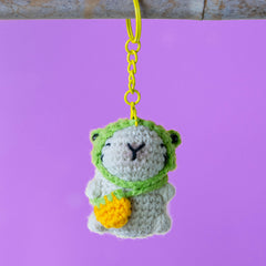 Capybara Crochet Keyring - Frog-Keyrings & Bag Charms-Siesta Crafts