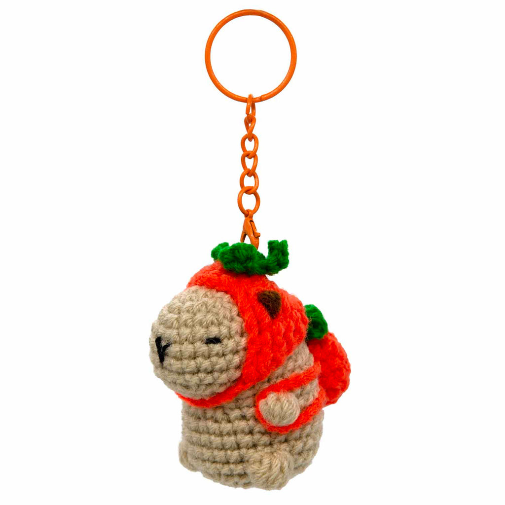 Capybara Crochet Keyring - Orange-Keyrings & Bag Charms-Siesta Crafts