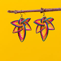 Twisted Bamboo Rainbow Earrings - Firework-Earrings-Siesta Crafts