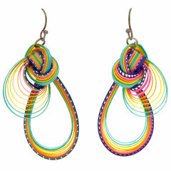 Twisted Bamboo Rainbow Earrings - Teardrop-Earrings-Siesta Crafts