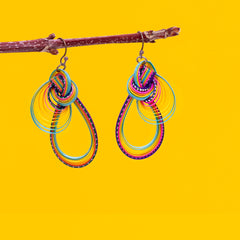 Twisted Bamboo Rainbow Earrings - Teardrop-Earrings-Siesta Crafts