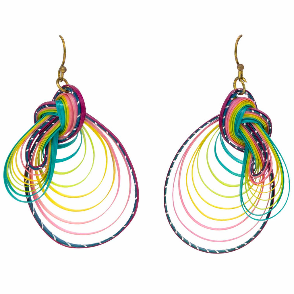 Twisted Bamboo Rainbow Earrings - Loop de Loop-Earrings-Siesta Crafts