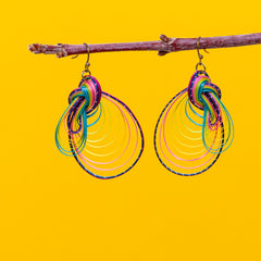 Twisted Bamboo Rainbow Earrings - Loop de Loop-Earrings-Siesta Crafts