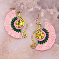 Macrame Tassel Earrings - Pink-Earrings-Siesta Crafts