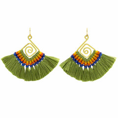 Macrame Tassel Earrings - Green-Earrings-Siesta Crafts