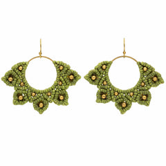 Knotted Cotton Drop Hoop Mandala Earrings-Earrings-Siesta Crafts