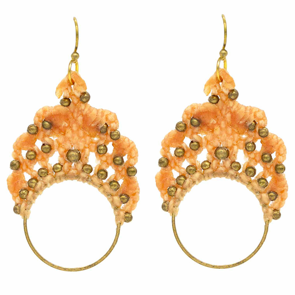 Knotted Cotton Reverse Drop Hoop Earrings-Earrings-Siesta Crafts