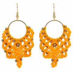 Knotted Cotton Reverse Drop Hoop Earrings-Earrings-Siesta Crafts